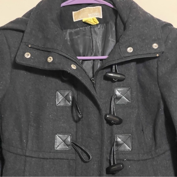 Michael Kors Wool Blend Coat Jacket Zipper Front Toggle Black Button women XS - Picture 3 of 9